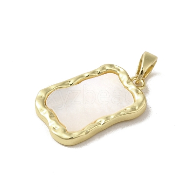 Brass Pave Shell Pendants KK-I708-13D-G-1