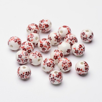 Handmade Printed Porcelain Beads X-CF188Y-1