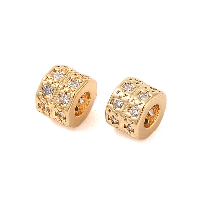 Brass Micro Pave Clear Cubic Zirconia European Beads KK-B100-017G-1