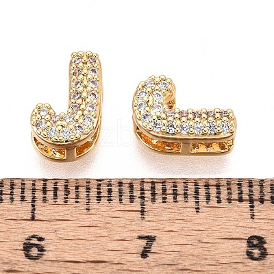 Brass Micro Pave Clear Cubic Zirconia Beads KK-T071-17G-J-1