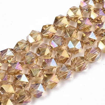 Electroplate Transparent Glass Beads Strands EGLA-T019-06-1