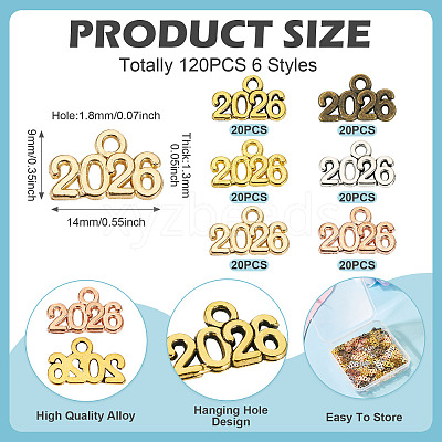 120Pcs 6 Colors Alloy Pendants FIND-TA0006-34-1