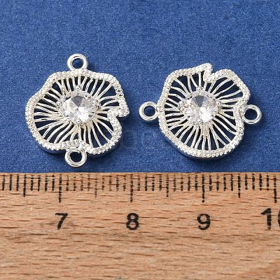 Brass Pave Clear Cubic Zirconia Connector Charms CU-CBAEC99-11S-1