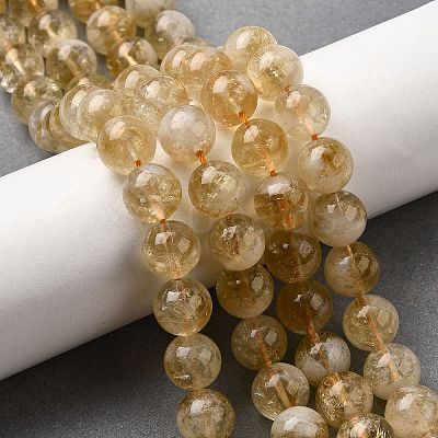 Heated Natural Citrine Beads Strands G-D323-A01-10mm-A-1