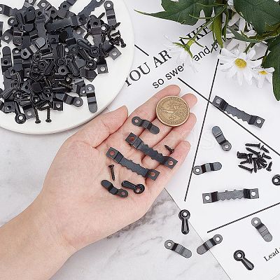 120Sets 3 Style Iron Picture Frame Turn Button AJEW-GF0004-47-1