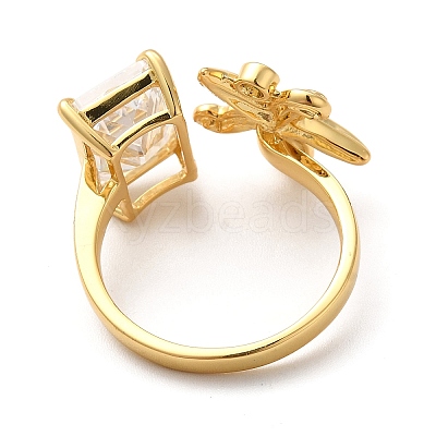 Brass Micro Pave Cubic Zirconia Ring RJEW-P084-03G-1