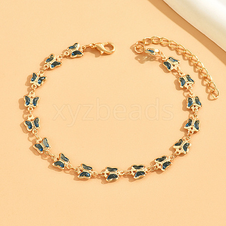 Bohemian Style Brass Enamel Butterfly Link Anklets WG8DE61-04-1