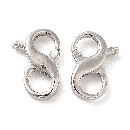 Rhodium Plated 925 Sterling Silver Double Opening Lobster Claw Clasps LS-STER-Q187-01B-P-1
