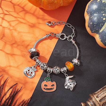 Halloween Alloy Enamel Charm Bracelets BJEW-JB12008-1