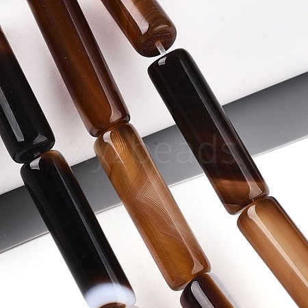 Dyed Natural Banded Agate Beads Strands G-T144-30A-03-1