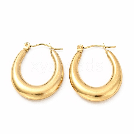 Ion Plating(IP) 304 Stainless Steel Chunky Oval Hoop Earrings for Women X-EJEW-F283-08G-1