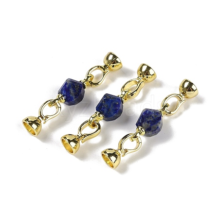 Natural Dyed Lapis Lazuli with Brass Fold Over Clasps G-G141-02G-02-1