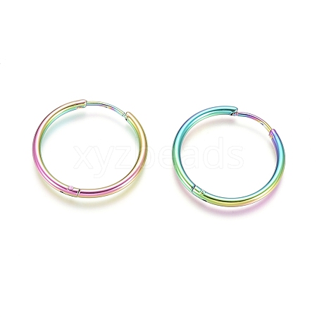 Ion Plating(IP) 304 Stainless Steel Huggie Hoop Earrings LS-EJEW-F111A-25mm-Y-1