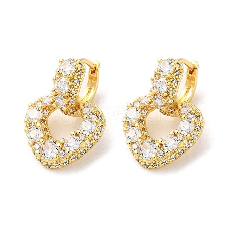 Brass Pave Clear Cubic Zirconia Hoop Earrings for Women EJEW-M258-03G-1