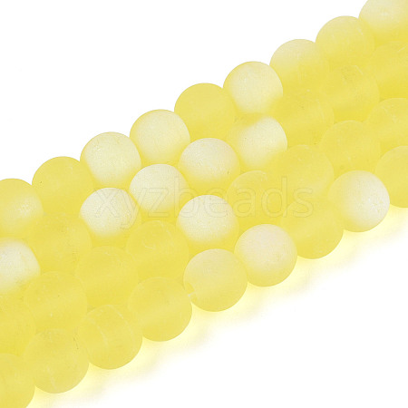 Frosted Transparent Glass Beads Strands GLAA-T032-T8mm-MBB12-1