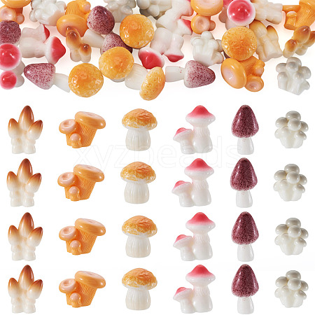 30Pcs 6 Colors Mushroom Themes Resin Display Decorations DJEW-TA0001-27-1