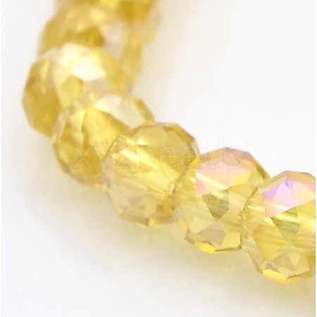 AB Color Plated Faceted Rondelle Electroplate Glass Beads Strands GLAA-A024D-AB12-1