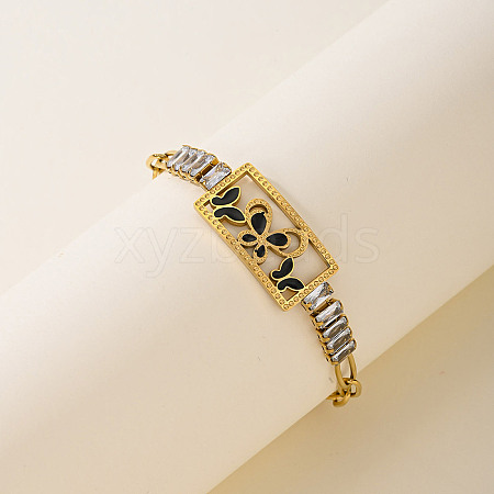 Fashionable Stainless Steel Rectangle with Butterfly Link Bracelets BO2285-1