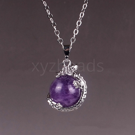 Natural Amethyst Round Ball Pendants PW-WG4D222-07-1