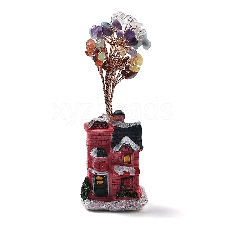 Christmas Theme Resin House Home Decoration DJEW-H013-01A-1