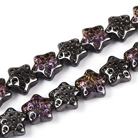 Electroplate Transparent Glass Beads Strands EGLA-N020-02H-1