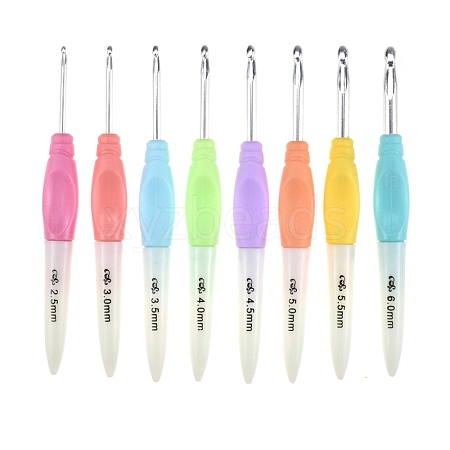 8Pcs Plastic Crochet Hooks PW-WG63805-01-1