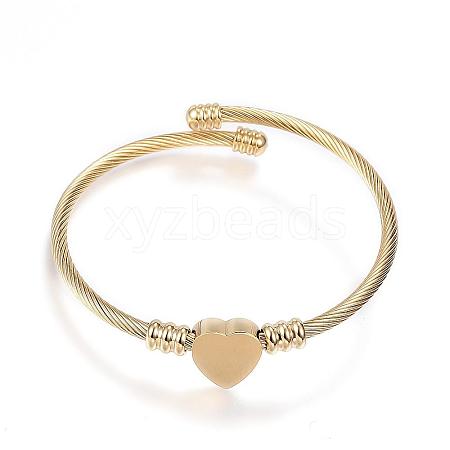 316 Surgical Stainless Steel Torque Bangles BJEW-D437-A37-G-1