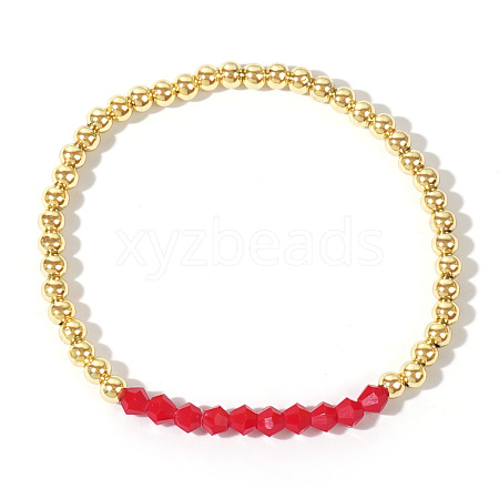 Colorful Birthstone Faceted Bicone & Brass Beaded Stretch Bracelets for Women RJ7989-7-1