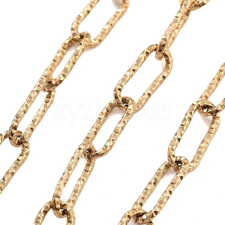 PVD Vacuum Plating Textured 304 Stainless Steel Paperclip Chains CHS-H026-18G-1