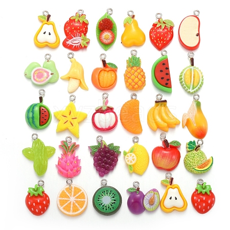 Resin Fruit Pendants PW-WGB3762-01-1