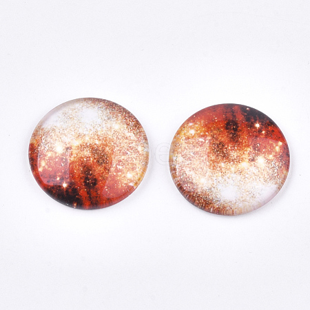 Starry Sky Pattern Printed Glass Cabochons X-GGLA-N004-25mm-D71-1