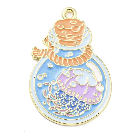 Golden Plated Alloy Enamel Pendants X-ENAM-L041-07G-01-1