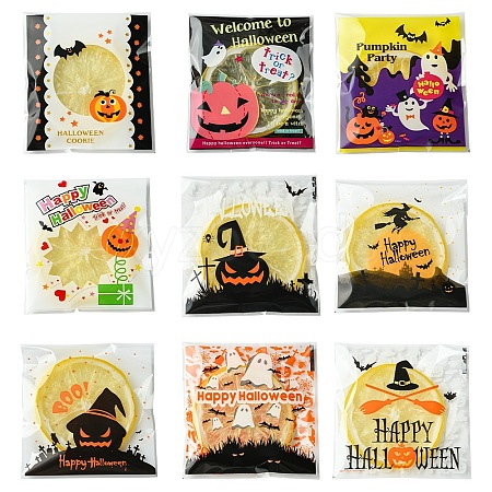 100Pcs 10 Colors Halloween Theme Plastic Bakeware Bag OPP-YW0001-05-1