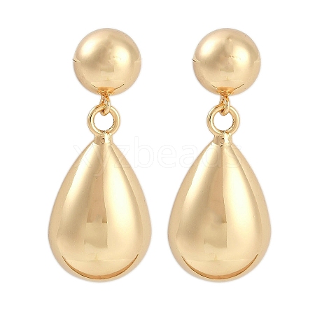 Smooth Teardrop Brass Dangle Earrings for Women EJEW-D280-02G-01-1