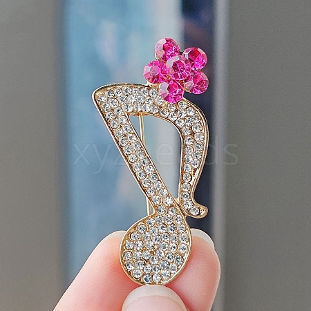 Alloy and Glass Rhinestone Musical Note Brooch PW-WG3A58A-24-1