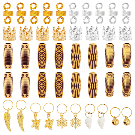 Plastic Dreadlocks Braiding Beads & Aluminum Hair Braid Dreadlock Beads OHAR-NB0001-15-1