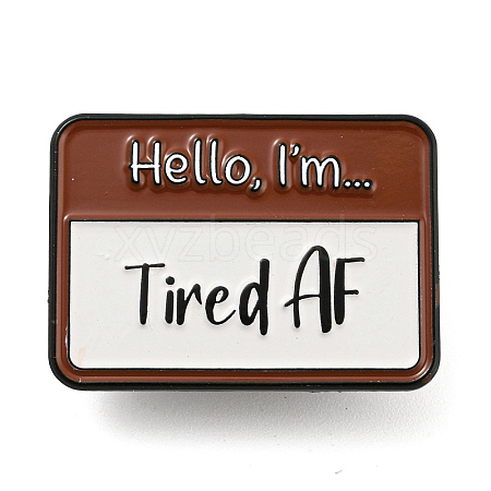 Hello I'm Tired AF Rectangle Social Dialogue Box Enamel Pins JEWB-Z010-04A-EB-1