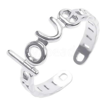 Romantic Titanium Steel Word Love Open Cuff Rings for Women Men UD4454-1-1