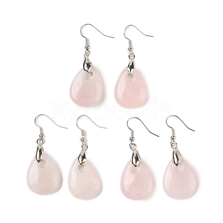 Natutal Rose Quartz Dangle Earrings EJEW-F343-A07-1