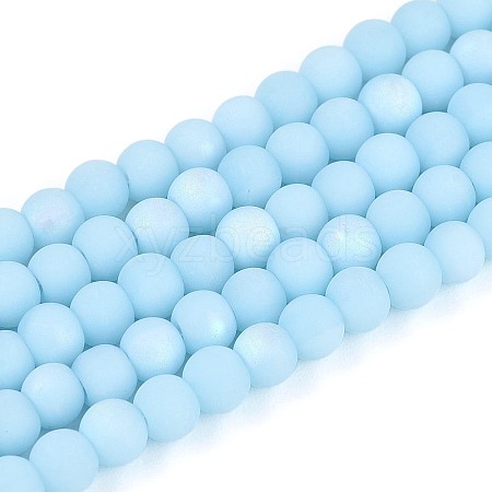 Frosted Opaque Glass Beads Strands GLAA-T032-P4mm-MBB10-1