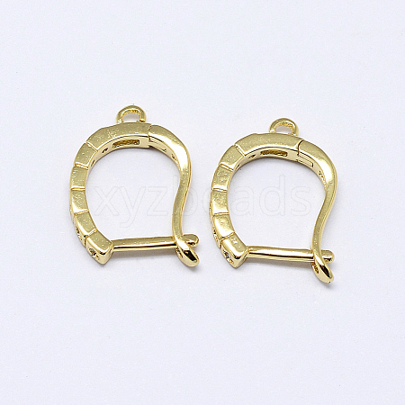 Brass Micro Pave AAA Cubic Zirconia Ear Harp Hoop Earring Findings KK-F699-01G-NR-1