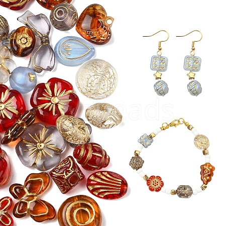 40Pcs 5 Colors Transparent Acrylic Beads MACR-YW0003-46A-1