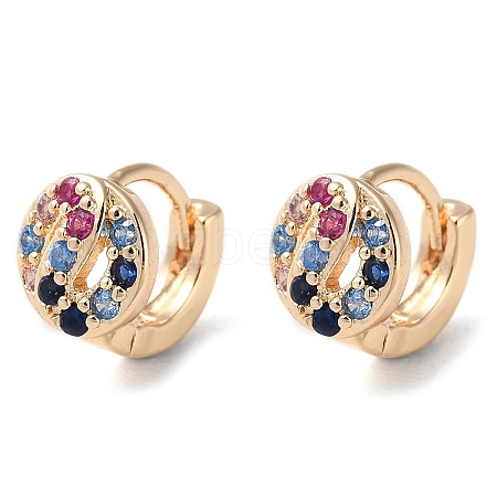 Rack Plating Brass Micro Pave Colorful Cubic Zirconia Hoop Earrings for Women EJEW-P238-03KCG-1