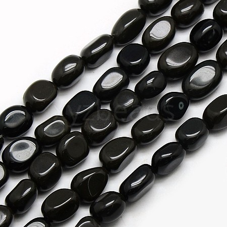 Natural Obsidian Nuggets Beads Strands G-L154-16-1