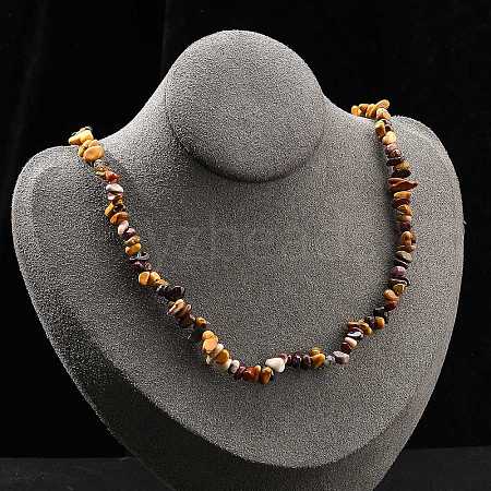 Natural Mookaite Chip Beaded Necklaces for Men Women NJEW-G159-01K-1