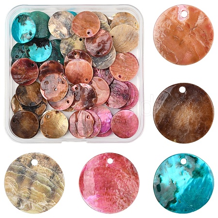 56Pcs 5 Colors Spray Painted Natural Akoya Shell Pendants SHEL-FS0001-09-1