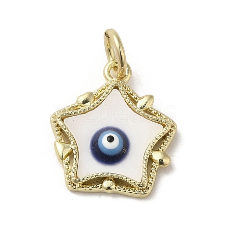 Evil Eye Enamel Shell Pendants KK-E092-26G-04-1