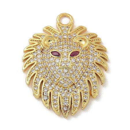 Rack Plating Brass Micro Pave Clear Cubic Zirconia Pendants KK-G515-66G-01-1