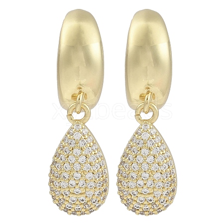 Teardrop Clear Cubic Zirconia Dangle Earrings EJEW-Q387-05G-1