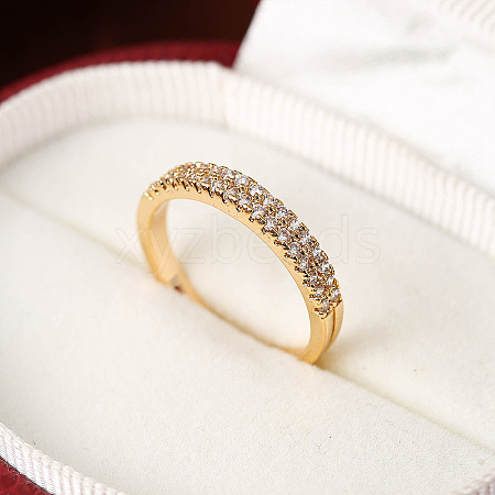 Brass Micro Pave Cubic Zirconia Finger Rings for Women FS-WG59B22-02-1